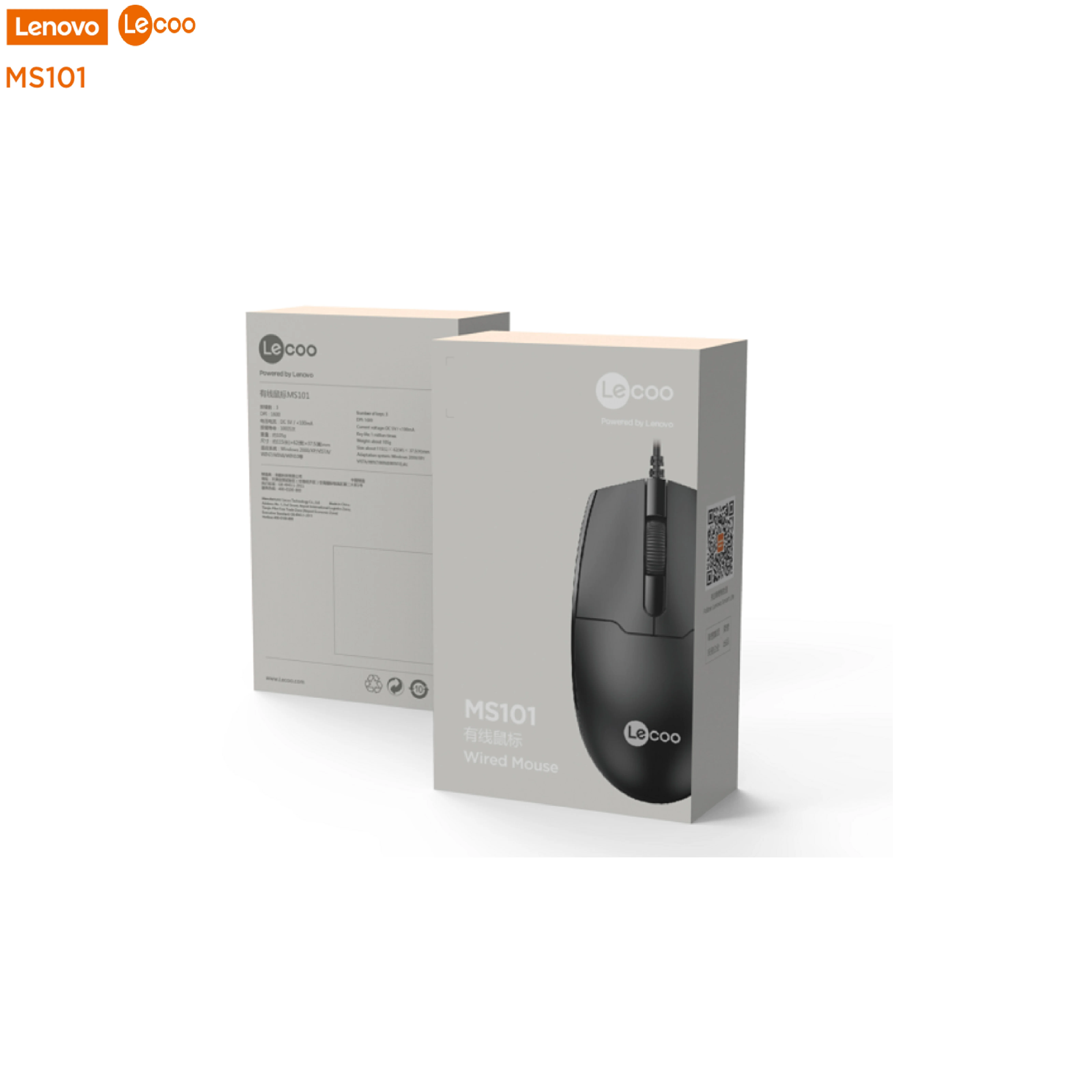 Lenovo Lecoo MS101 Wired Mouse high quality mouse laptop computer accessories 1600DPI 4D portable usb wired mouse