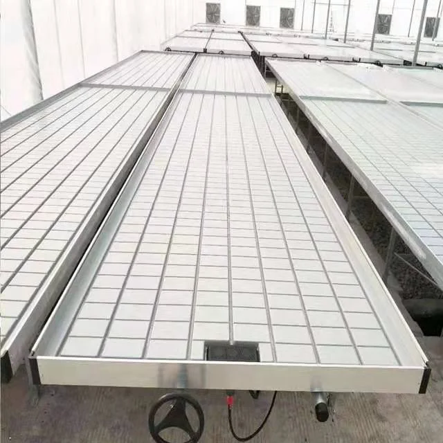 
Hydroponic 4x8 flood tray plastic rolling table for agricultural greenhouse 