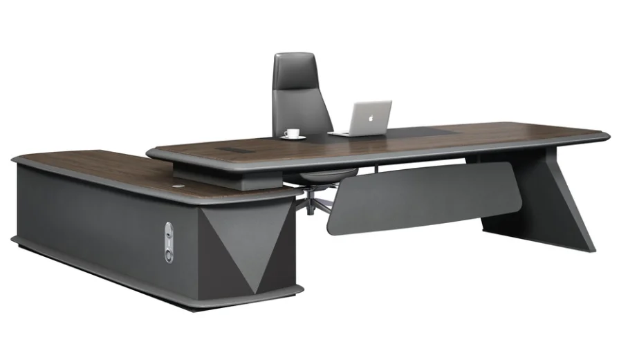 Большой размер, высокая технология, роскошный MFC Board Manager, деревянный шпон L-образной формы, стол для офиса руководителя