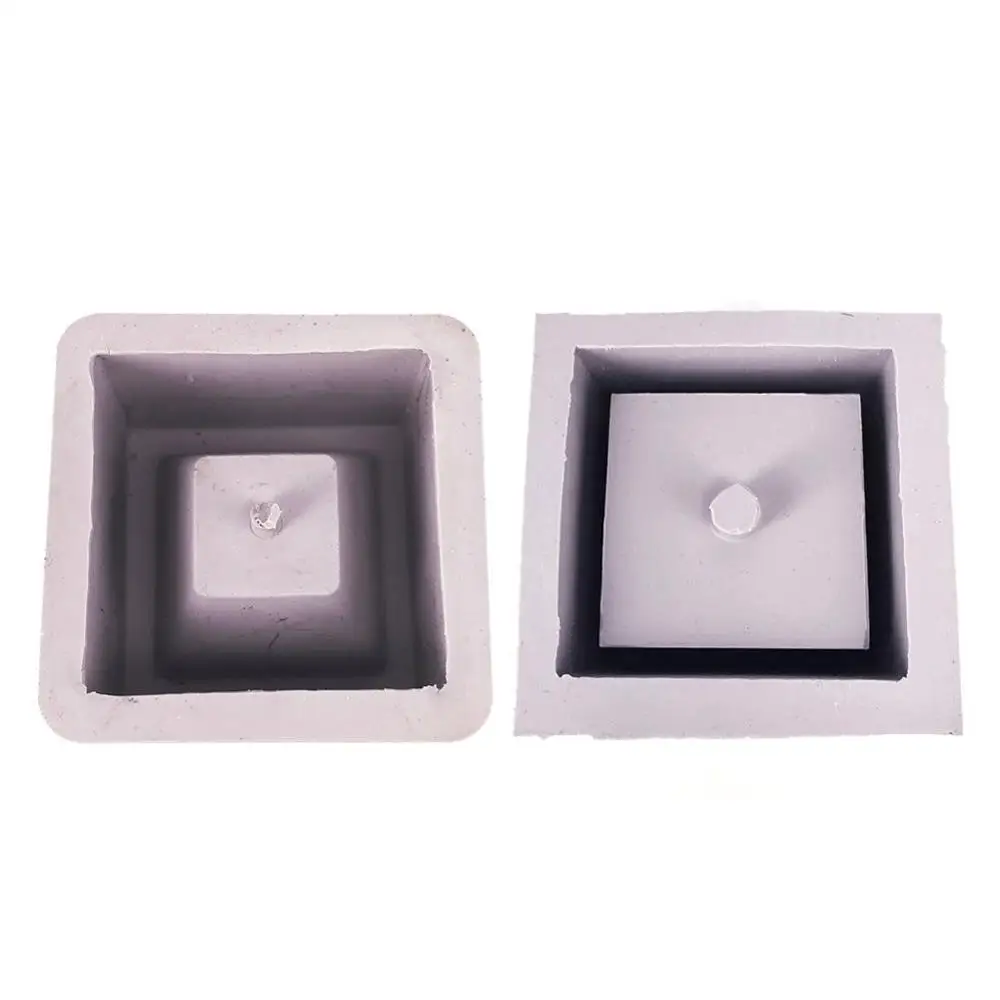 Yiwu bobao factory supply cube shape plaster moss basin desktop green succulent bonsai vase plaster concrete silicone molds