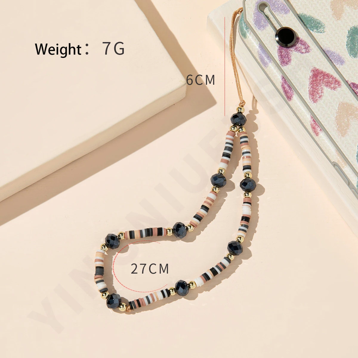 2021 Newest Trendy Colorful Handmade Letter Heart Mobile Phone Lanyard, Phone Chain Beads Phone Strap