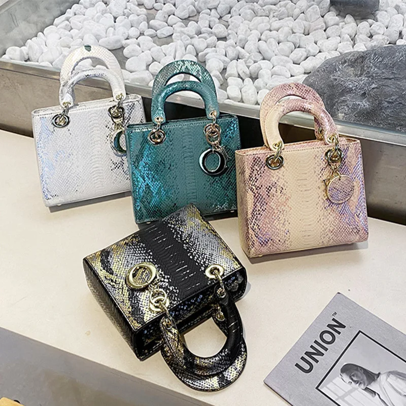 Hot Fashion PU Leather Serpentine Ladies Handbags Brand Design Luxury Single Shoulder Women Bags Hobo Tote Bag