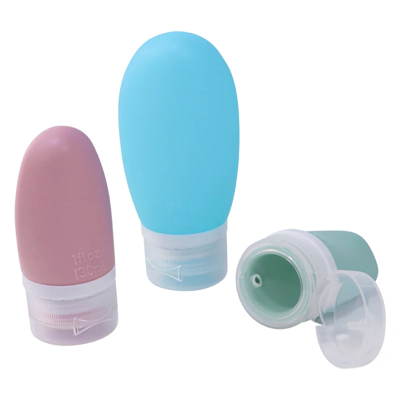 Custom 2 oz Leak Proof Portable Squeeze 3 Oz 90 ml Empty Shampoo Travel Size Silicone Bottles Travel Toiletries Bottle Container