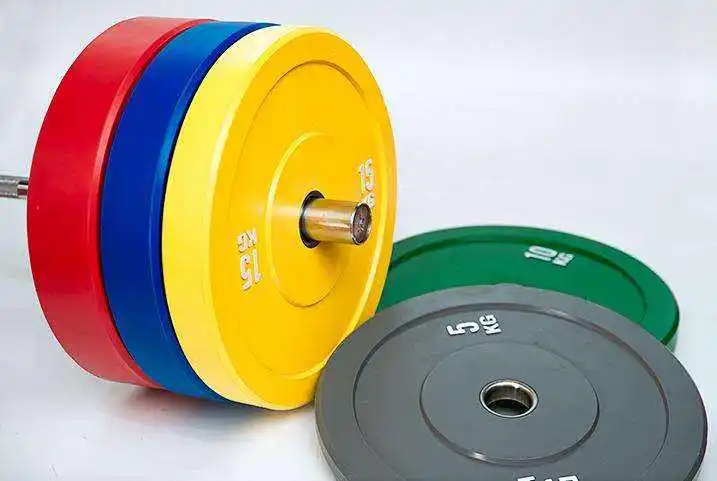 Colorful factory whosale rubber 5/10/15/20/25KG weightlifting gym household factory bumper barbell plates