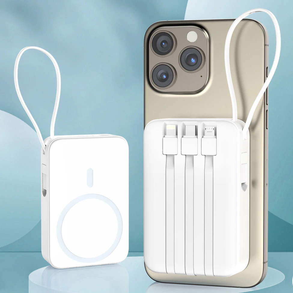 4in1 Mini Mobile Magnetic external 5000mah 10000mah Wireless Charger Power Bank Battery Pack Powerbank For iphone 15 14 Pro Max