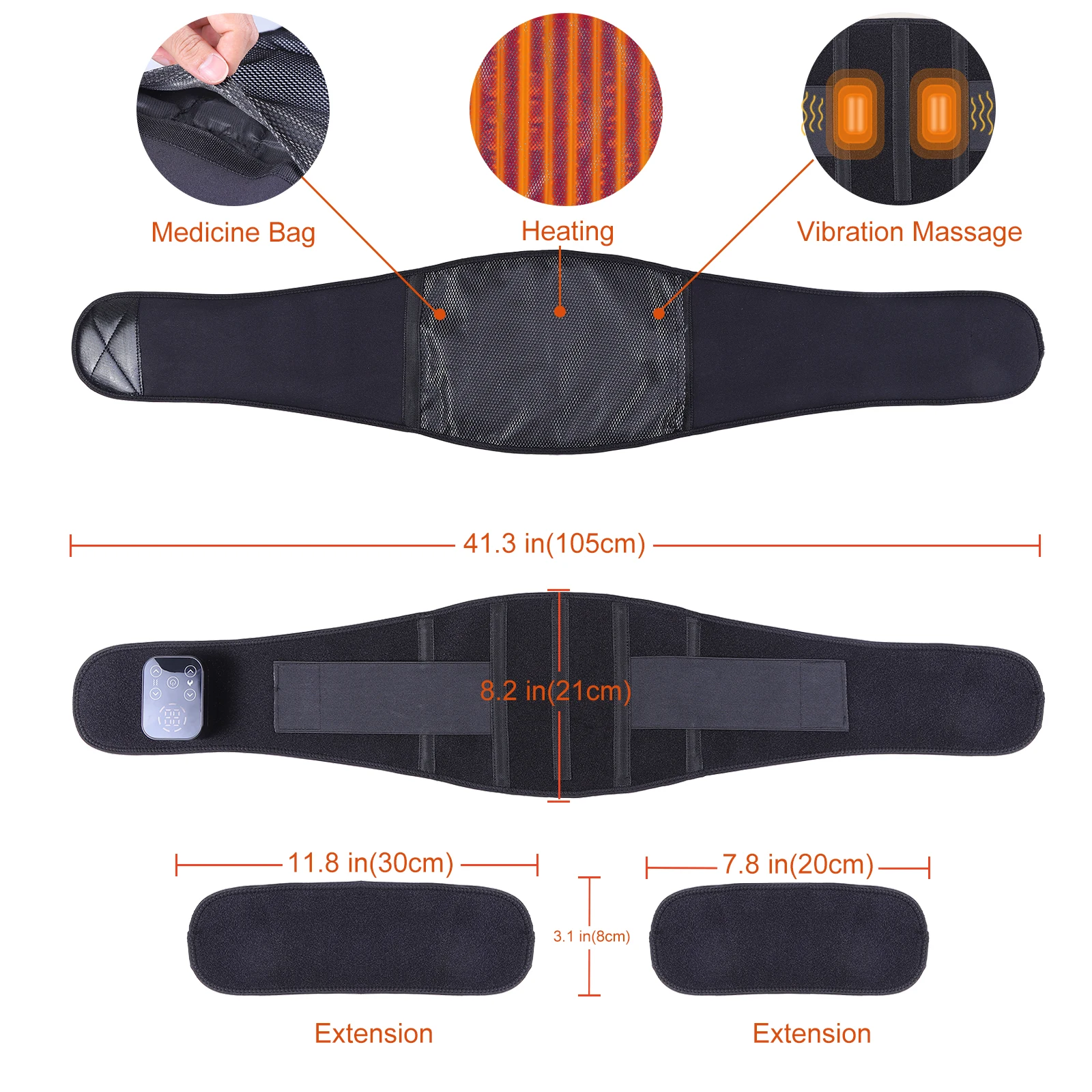 DGYAO Heating Pad for Back Pain Heat Belly Wrap Belt with Vibration Massage, Fast Heating