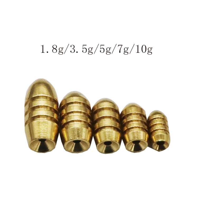 Wholesale 1.8/3.5/5/7/10g Weight Bullet Shape Copper Fishing Sinker Rig Fishing Tackle Accessories Fishing Weight