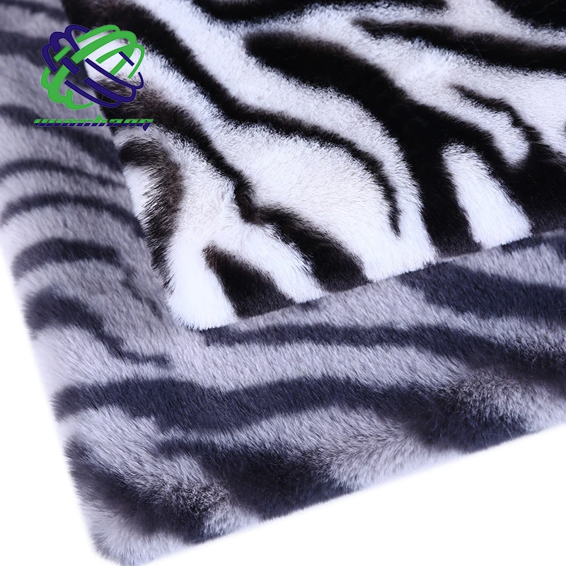 Popular animal zebra print faux rabbit fur fake fur fabric for coat scarf shoes bag blanket