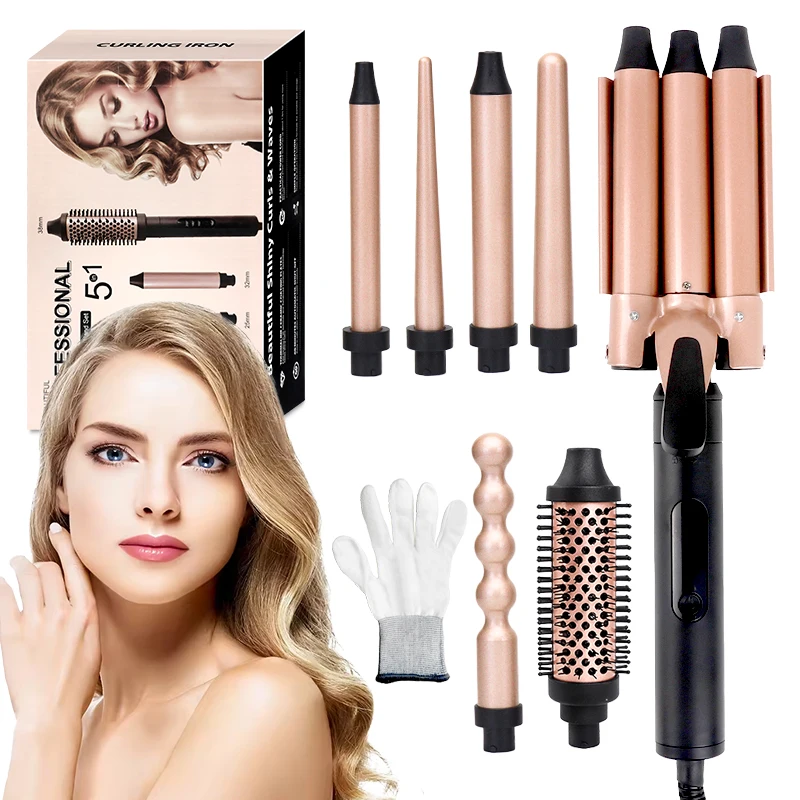 5 In 1 Hair Styler Professional Hair Straightener Curler Styling Tool Fast Heating Hair Wand Curler Waver Curling Iron Wand
