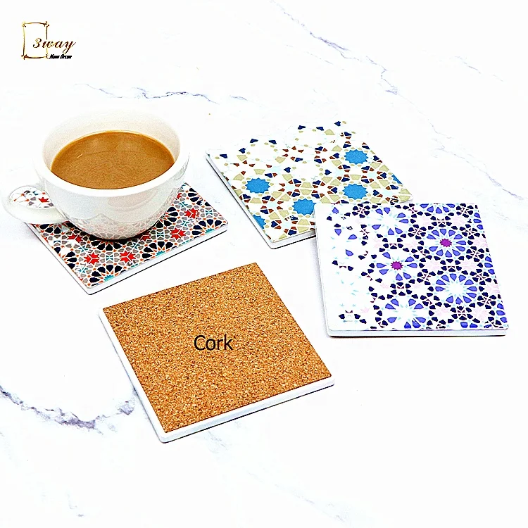 OEM Home Decoration Mats & Pads Coaster Cup Mats Tile Ceramic Custom Mosaic Printing Table Square Sustainable Everyday Support