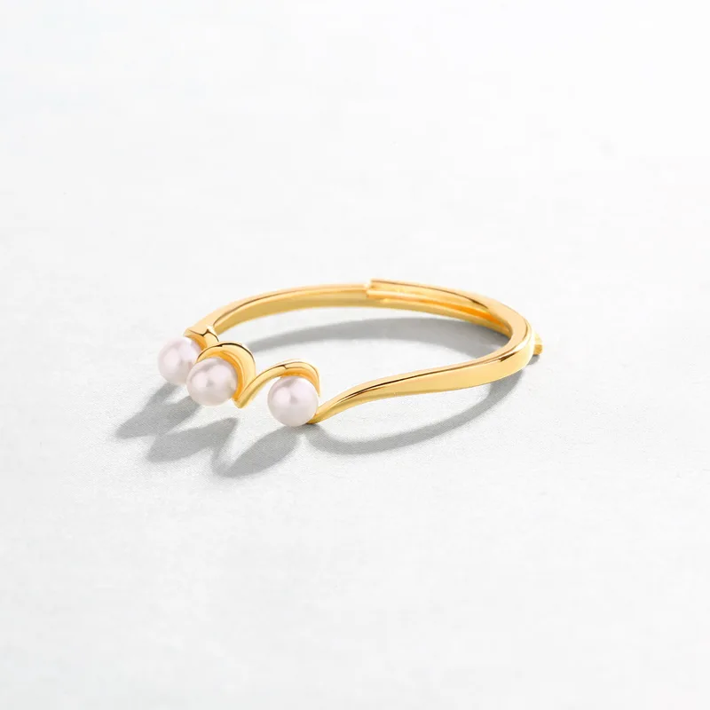 
Simple Fashion Sterling Silver Freshwater Pearl Ring For Women Adjustable Size 