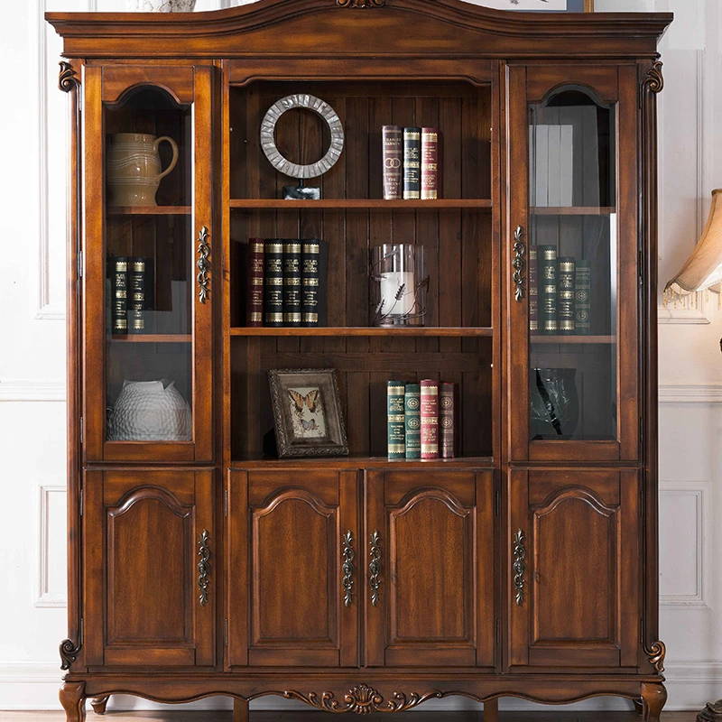 Welliton OEM ODM American Style Study Room Furniture Modern Floor Wooden Multifunctional Bookcase