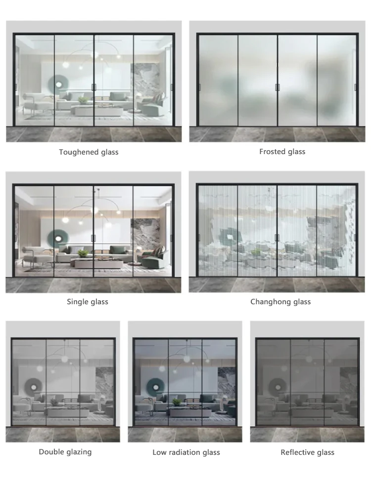 40 x 16 glass internal slim sliding door soundproof living room aluminum sliding doors