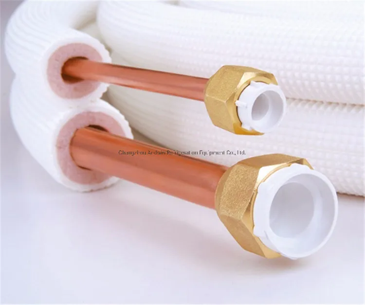 White PE Anti-uv pre-insulated refrigerant copper with nut two pair coil copper line set