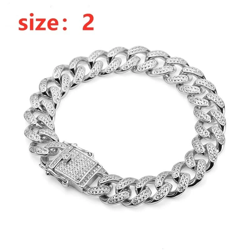 Mens Iced Out Cuban Link Bracelet Men 14k Gold Plated Diamonds Jewelry Bracelet P393
