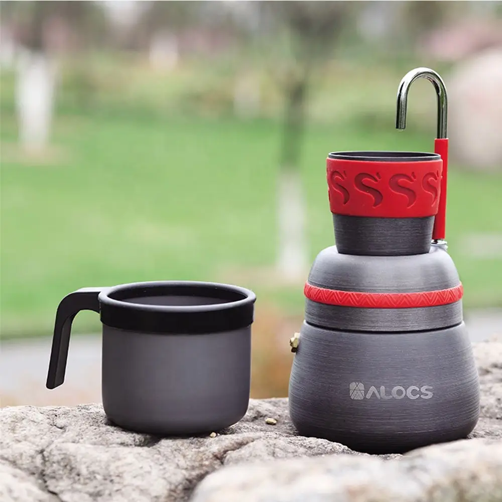 Kingpool Wholesale Portable Outdoor Camping Coffee Maker Metal Insulated Mocha Pot for Travel