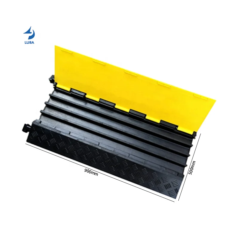 900*500*55mm Wholesale Custom OEM Yellow Black Speed Bump Car Cover 4 Channel Cable Protector