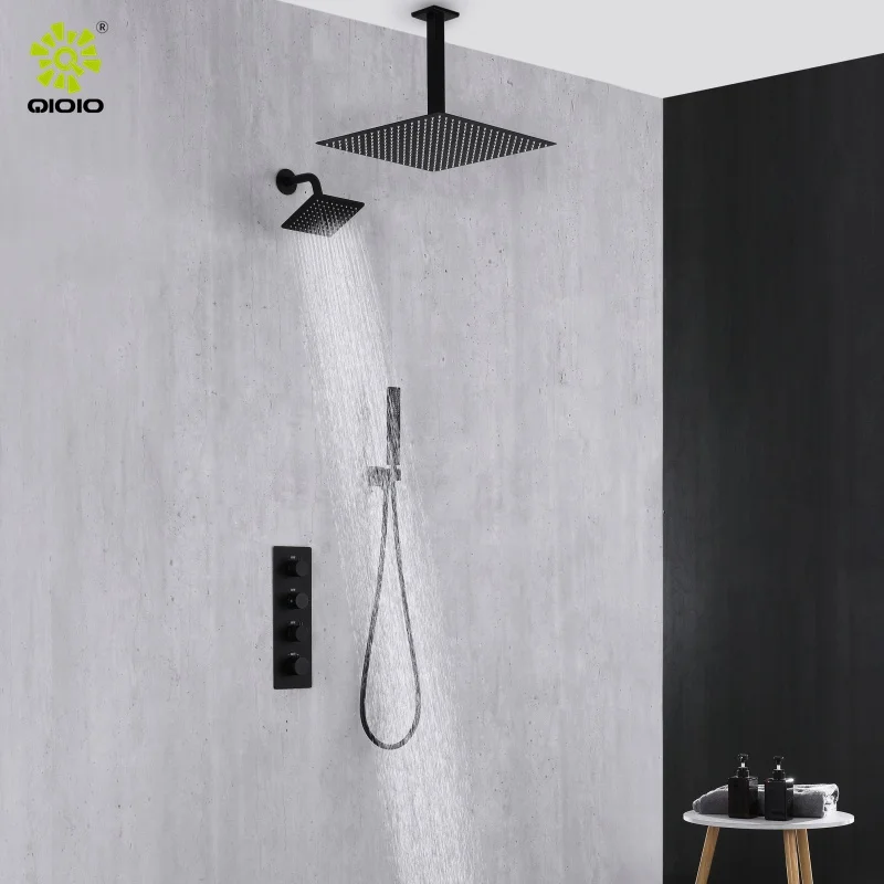 Kaiping factory 304 stainless steel ceiling arm luxury 3-function Concealed Thermostatic Shower