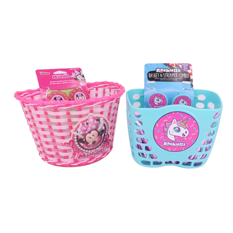New Colorful basket + ribbon children bicycle accessories Princess fairy tale design castle