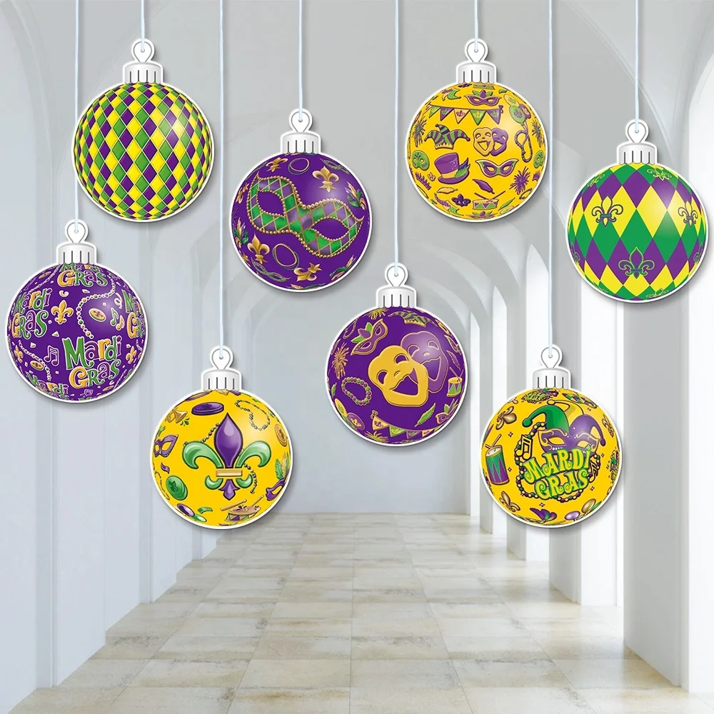 Mardi Gras Ball Hanging Ornaments Mardi Gras Carnival Party Holiday Supplies Birthday Party Hanging Wall Window Decor