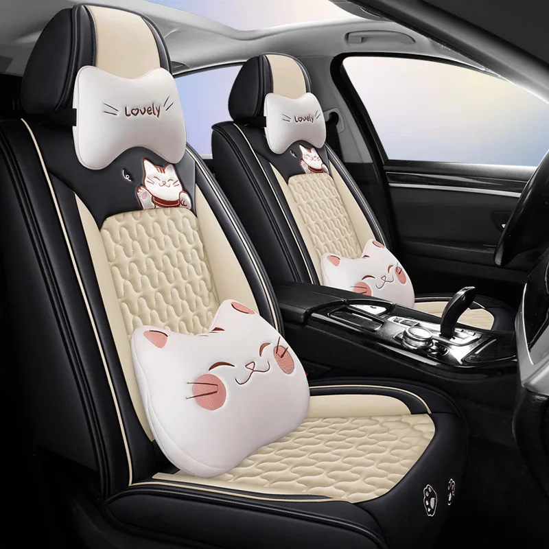 New Style Hot Sale Full Set Universal 5-seats Sedan Car Truck SUV Van Seat Covers PU Leather Customized