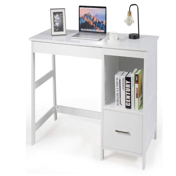 Smooth glossy practical artfully processed minimalist white writing desk