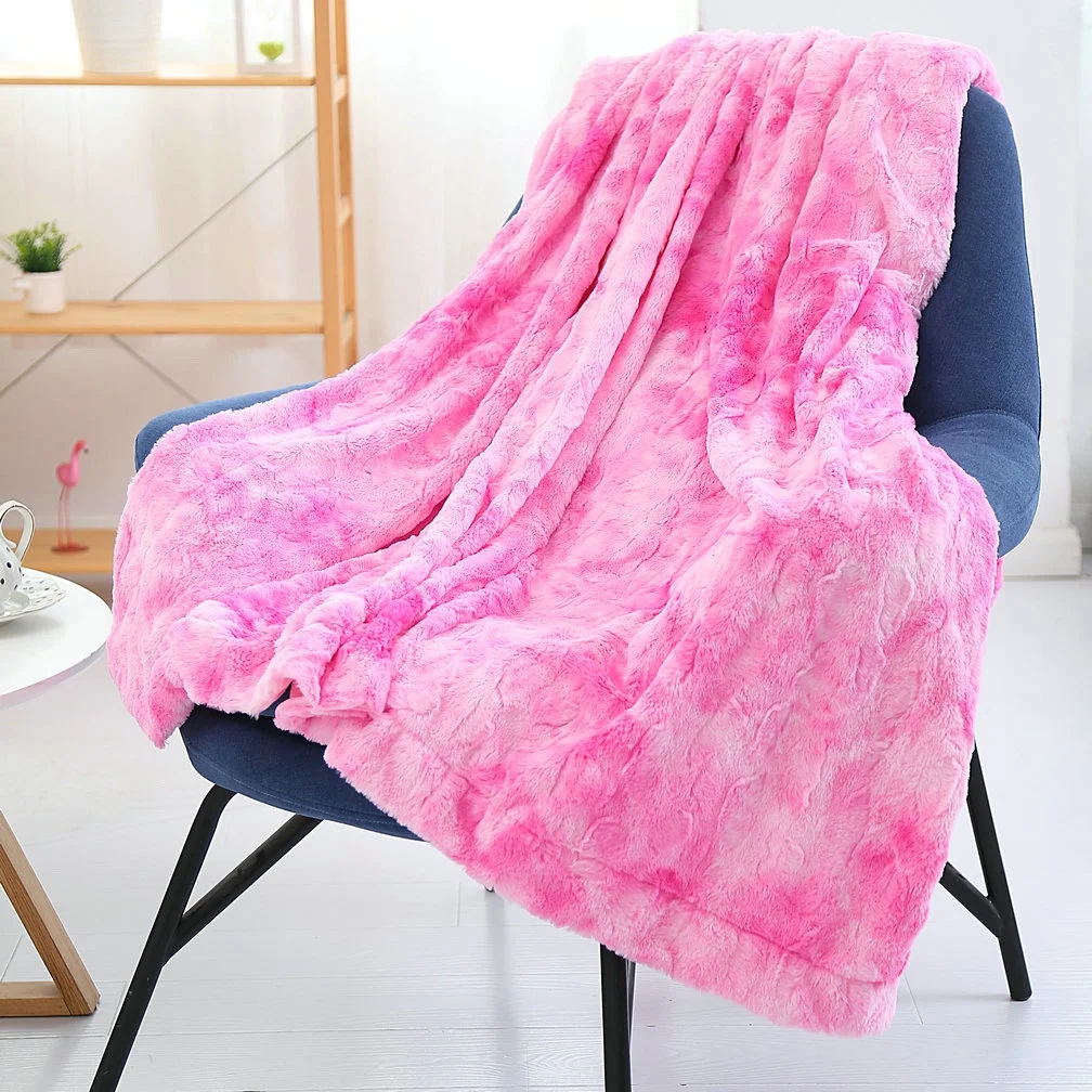 New Thick Faux Fur Blanket Plush  Fleece Throw Blanket Reversible Blankets for Sofa and Bed