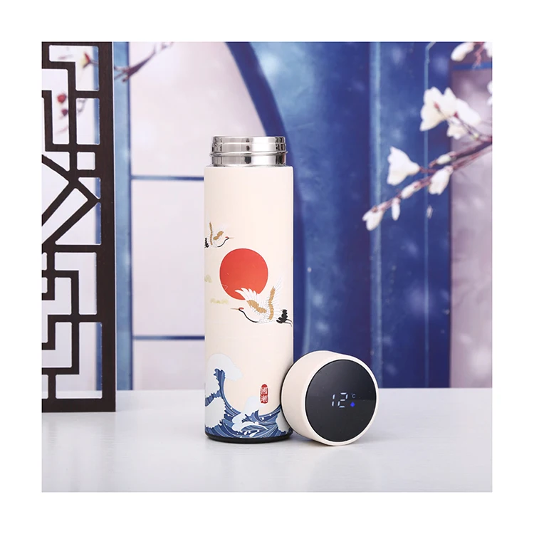 Oem Chinese Culture Spray Paint 500Ml Stainless Steel Vacuum Flask Thermo Bottle Water Flask Cup