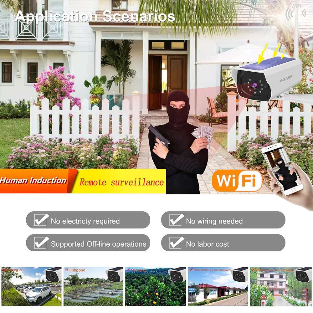 Новый продукт IP-камера безопасности на солнечной энергии 4G HD Wi-Fi Солнечная камера со светодиодным освещением