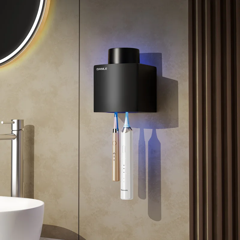 Bathroom multi plastic storage organizer disinfector uv disinfecting electric toothbrush sterilizer wall mount toothbrush holder