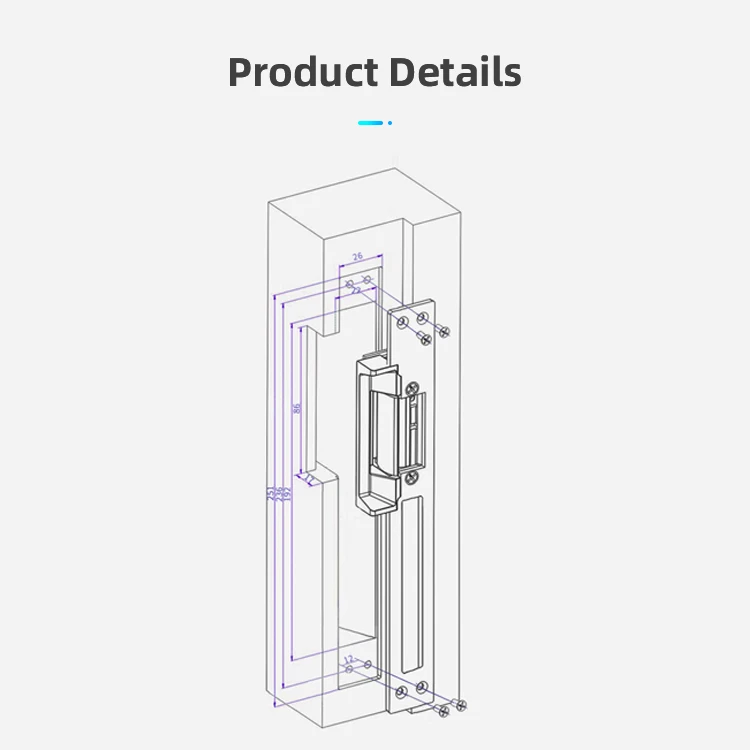 VIANS NO NC Access Control System Narrow Door Security Electric Strike Long Type European Electric Strike