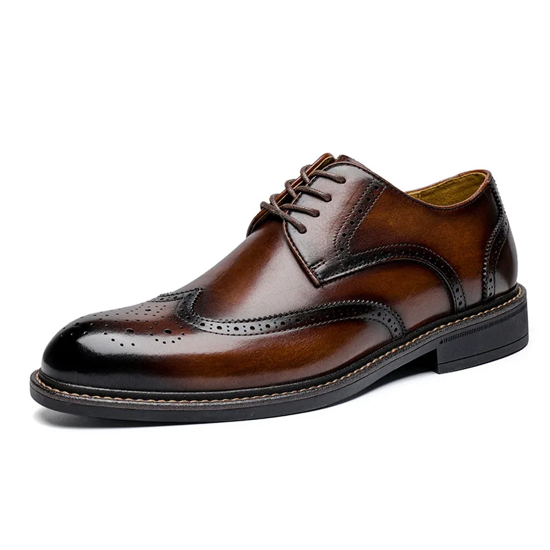 2021 hight quality brown black leather genuine 100% Premium  Leather Industrial leather shoes