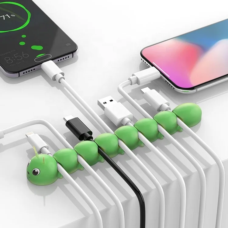 2020 Новый дизайн! Силиконовый органайзер для кабеля в форме гусеницы для рождественского подарка