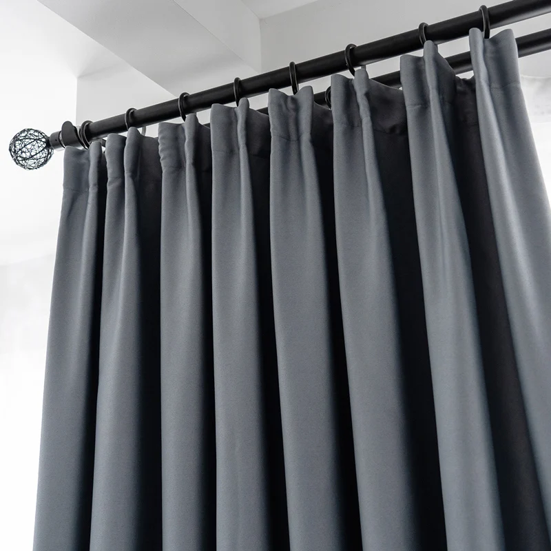 Home Wholesale Custom Size Modern Natural Fire Retardant Blackout Silk Solid Taffeta Curtains Fabric for Room Windows