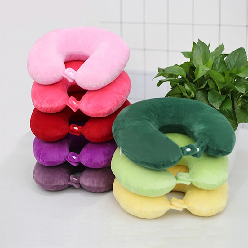 Short plush U-shaped travel pillow student office neck rest customized memory foam support
