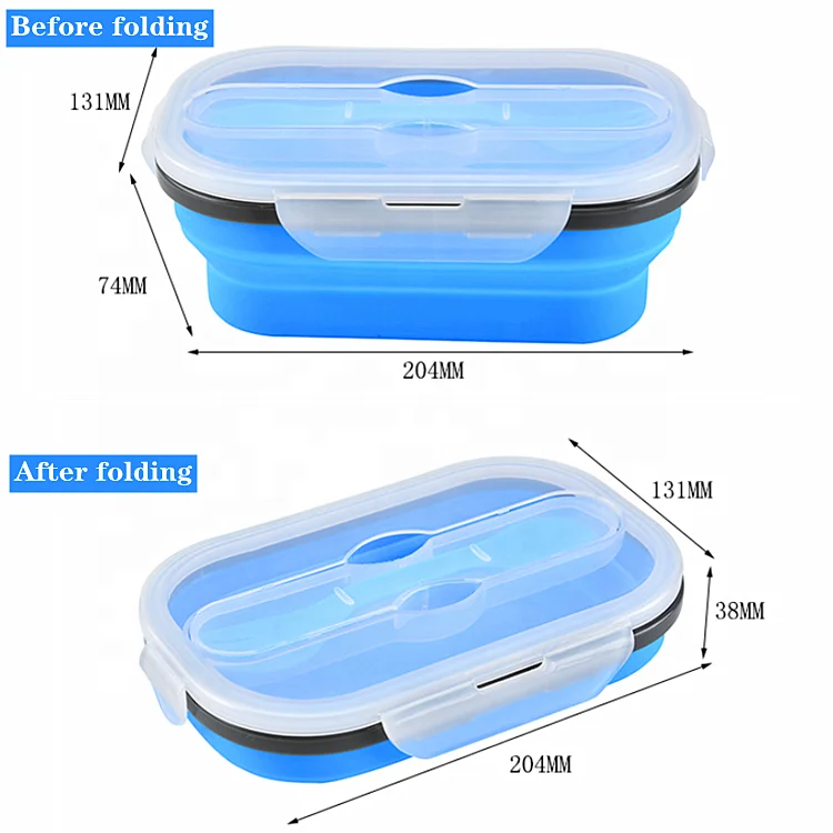 Collapsible Silicone Food Storage Container, Durable Meal box For Kitchen, Bento Lunch Boxes