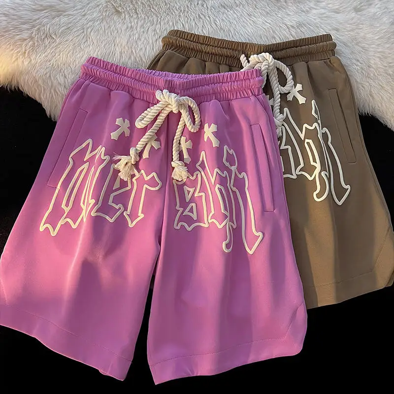 High Quality Custom Vintage 100% Cotton All Over Men Sweat 3D Screen Foam Puff Print Shorts