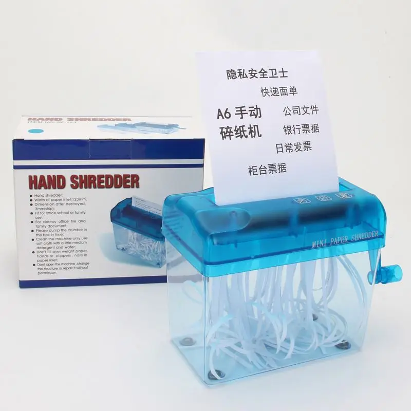 File Documents Cutting Shredders for Students or Office A6 Size Paper Crusher Destroyer Mini Hand Rock Paper Shredde