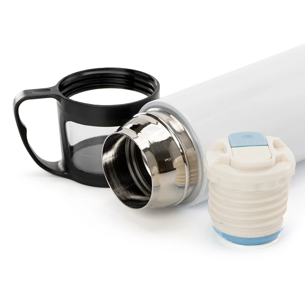 Sublimation Blank 17oz 500ml Metal Stainless Steel Vacuum Flask Skinny Tumblers Water Bottle With Transparent Lid Black