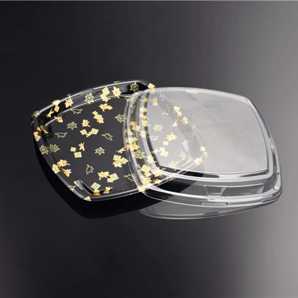 Hot Selling Disposable Plastic Food Container Black Sushi Packaging Trays Take Away Box With Lids