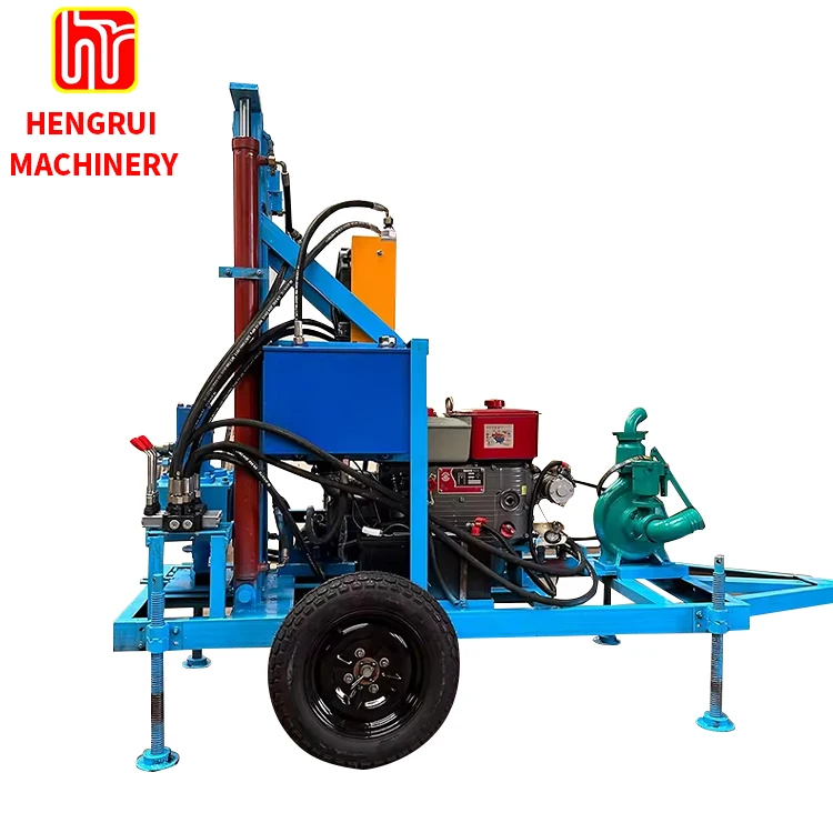 Approved Borehole Well Drilling Machine 15HP Hydraulic Wheeled Type Underground 100m 130m Deep Water Well Drilling Rigs