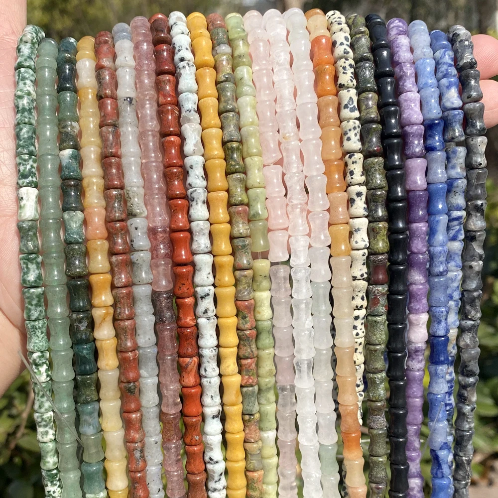5x12mm Natural Stone Colorful Sea Sediment Jaspers Beads Bamboo Shape Round Beads For Jewelry Making DIY Bracelets Accessories