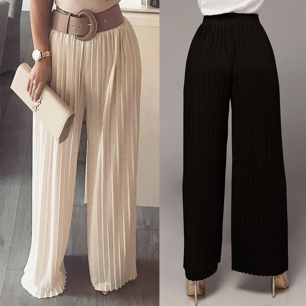 Brand new Autumn Sexy Pleated Loose Casual High Waist Women Trousers