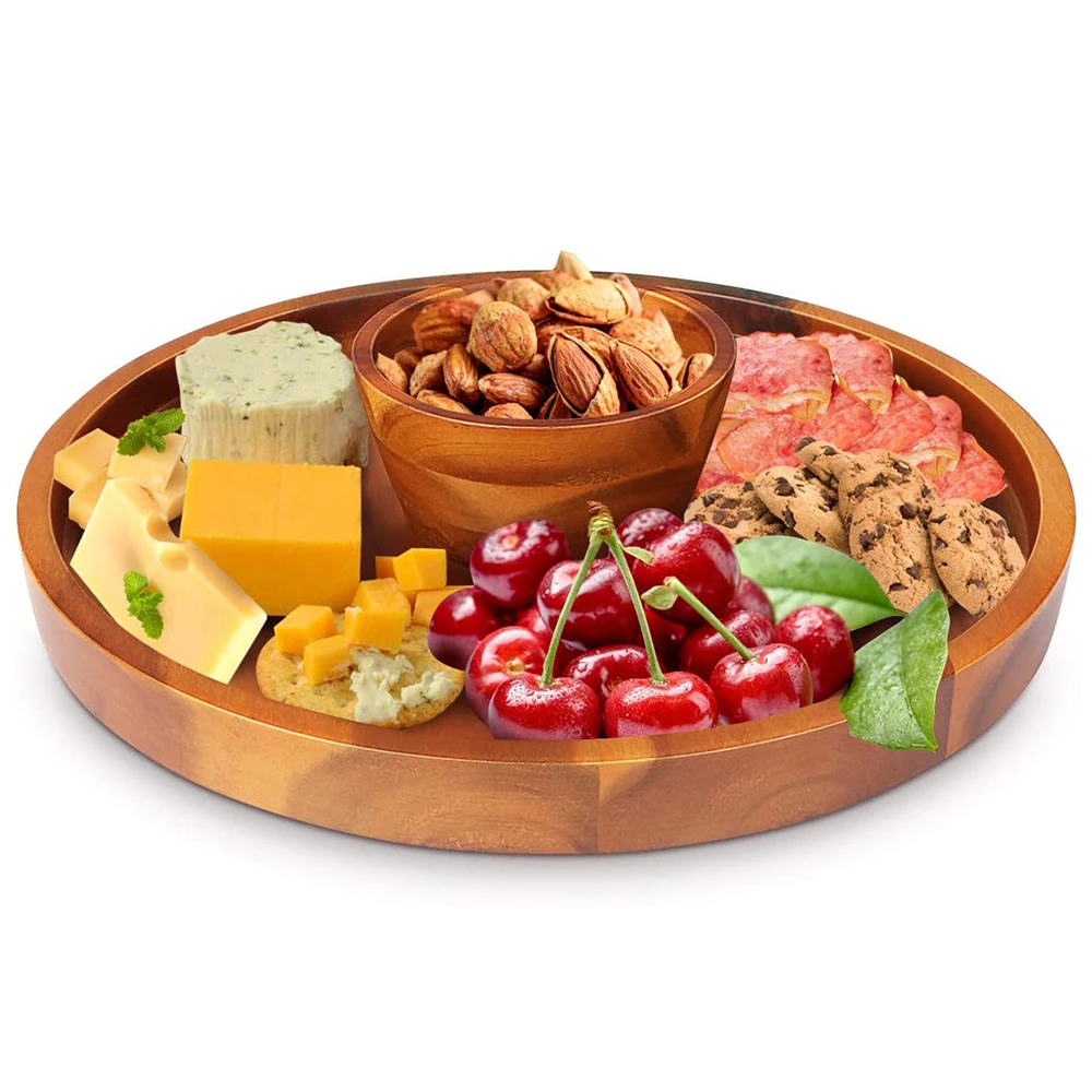 
Wood Cheese Board,12Inch Charcuterie Platter and Serving Tray for Cheese& Thick Wooden Cake stand 