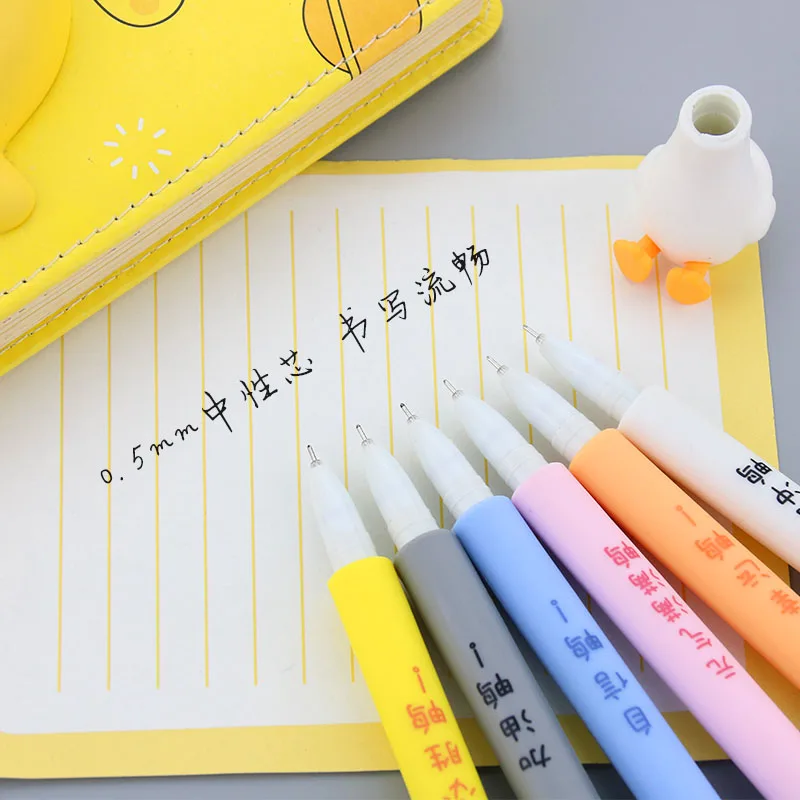 Creative Novelty Multi-Color Gel Pen  Multiple Styles Little Yellow Duck Pen Student Stationery Supplies Gift