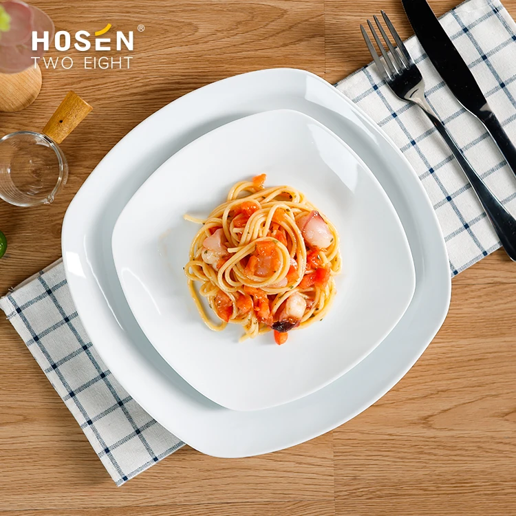 Horeca Party Dinner Set Wholesale Classics OEM/ODM Square Ceramic Plates Set Coffee Cups China  Fine Porcelain Tableware Mugs