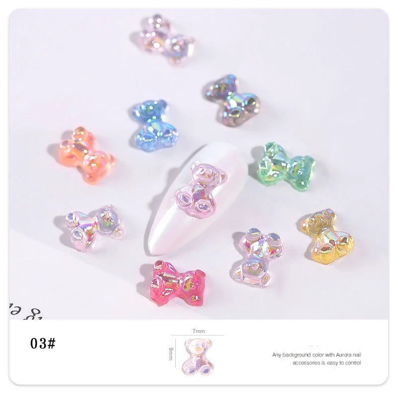 
3D INS Japanese Colorful Butterfly Bear Nail Art Decorations DIY Nail Butterfly Decals 
