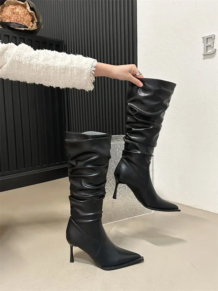 Busy Girl White Patent Leather Zip Stiletto High Heels Shoes Ladies Over The Knee Boots For Women Thigh High Boots