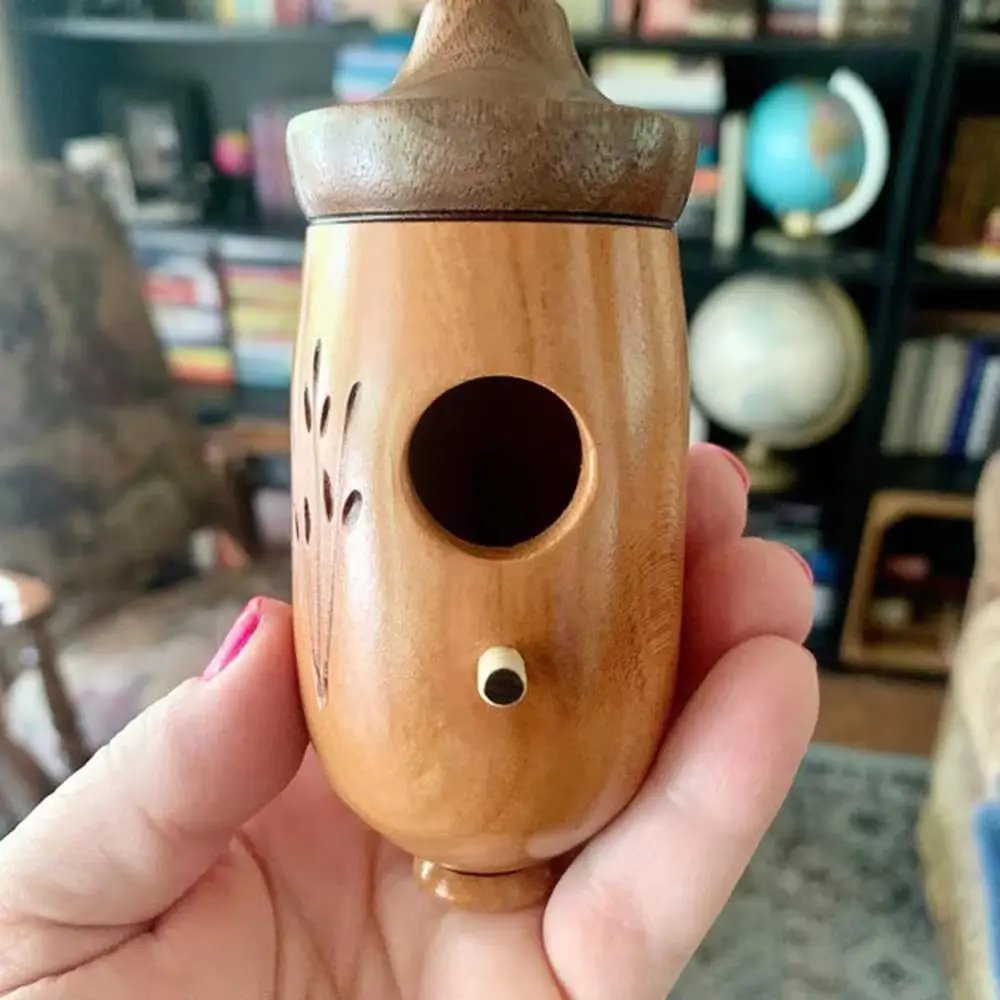 Hummingbird House for Outside Hanging Wood Bird Nest with Metal Hook Perch Natural Wood Material Garden Decoration