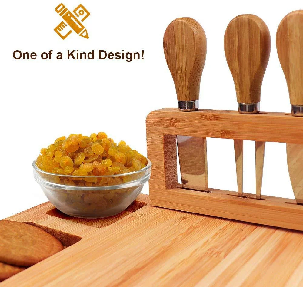 Bamboo Cutting Board Charcuterie Cutlery  Knife Set Durable cutting board and butcher block